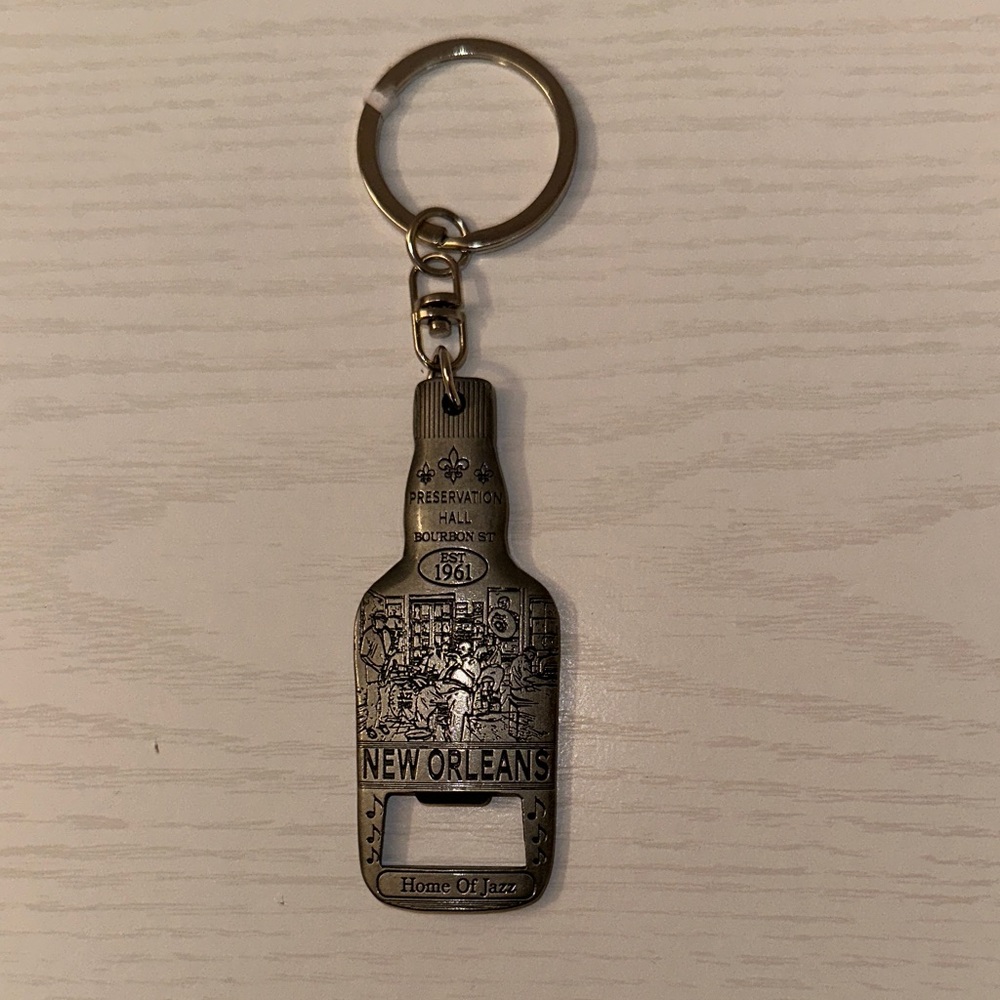 New Orleans Silver Keychain Bottle Opener